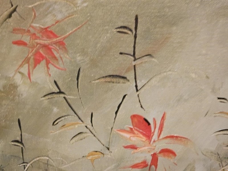 "Wildflowers" on Canvas In Gold Frame, Hans Scolby, Danish artist, 28" x 24" gallery