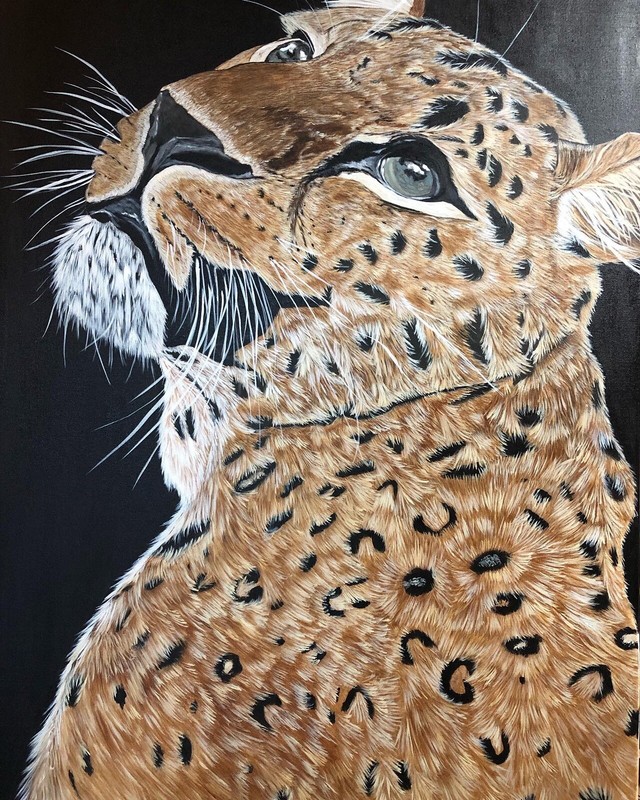 Leopard Big Cat  Original Painting On Canvas by Arkansas Artists Leah J Smith