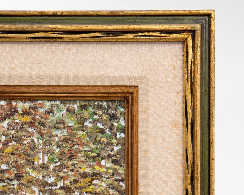 Signed Eugene Schmidt Impressionist Landscape Oil Painting Framed 20" x 22.75" gallery
