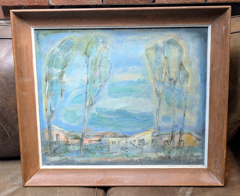 Ann Gullen: Antique Oil On Canvas Landscape 20 x 24 Framed 24 x 28