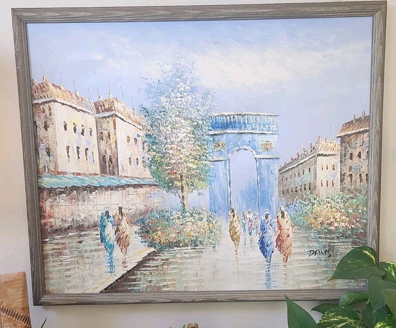 20 x 24 Framed PARIS STREET Impressionist Oil Painting Signed Stretched Canvas