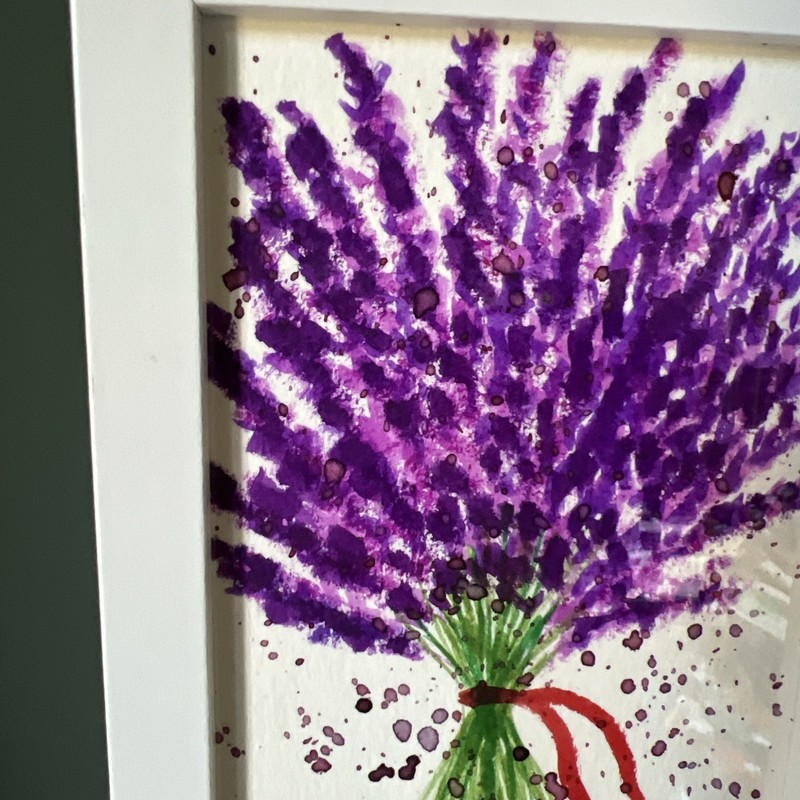 Lavender ,abstract,flowers,original,miniature Painting,small,mini,framed gallery