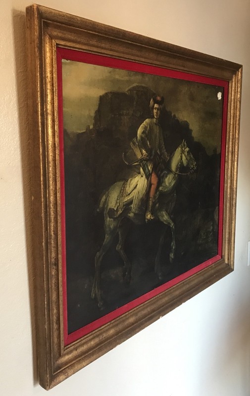Rembrandt’s “POLISH RIDER” Framed Lithograph On Board Painting 35 1/2" x 30 3/4” gallery