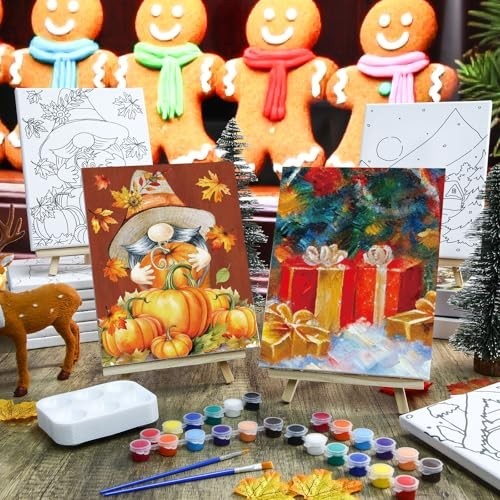 12 Pack Pre Drawn Canvas Set for Painting - 8"x10" DIY Sip & Paint Kit, Party Fa gallery