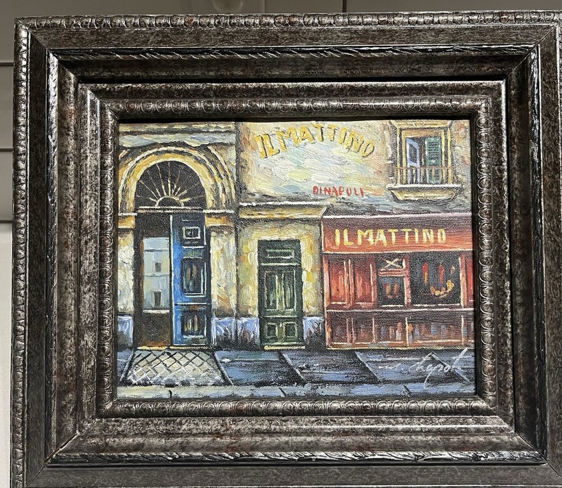 VTG Mariel Chapot Oil Painting IL MATTINO Italy Cityscape Village Scene NAPLES