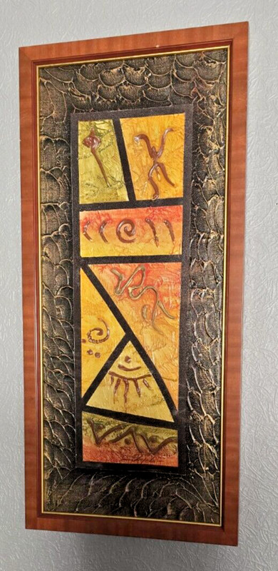 Original Abstract Painting Framed Wall Art Signed COA Angelo Polanco 27x12 (2) gallery