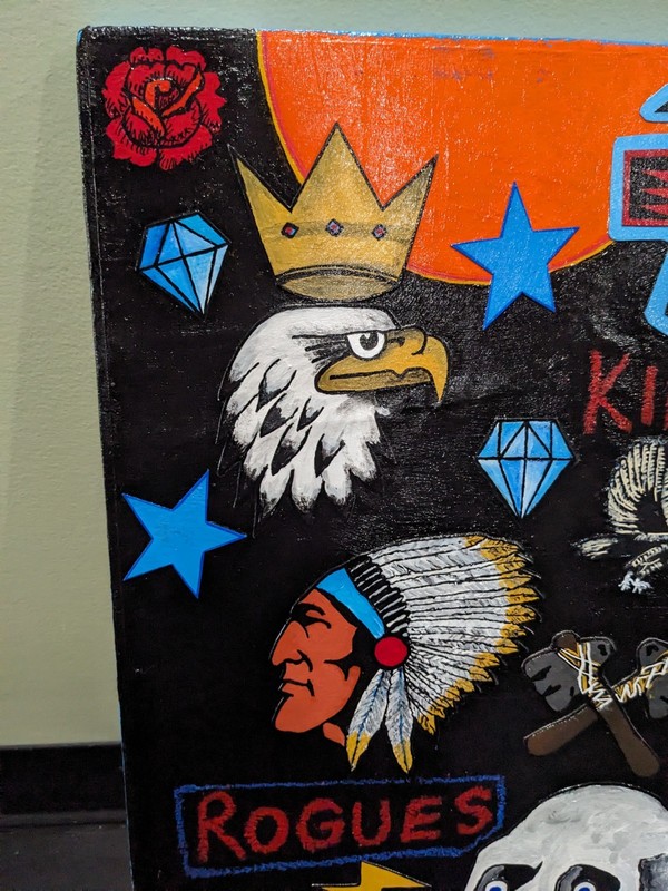 'Kings, Rogues, Tricksters" Collage Painting Original Outsider Folk Art 24"X12" gallery