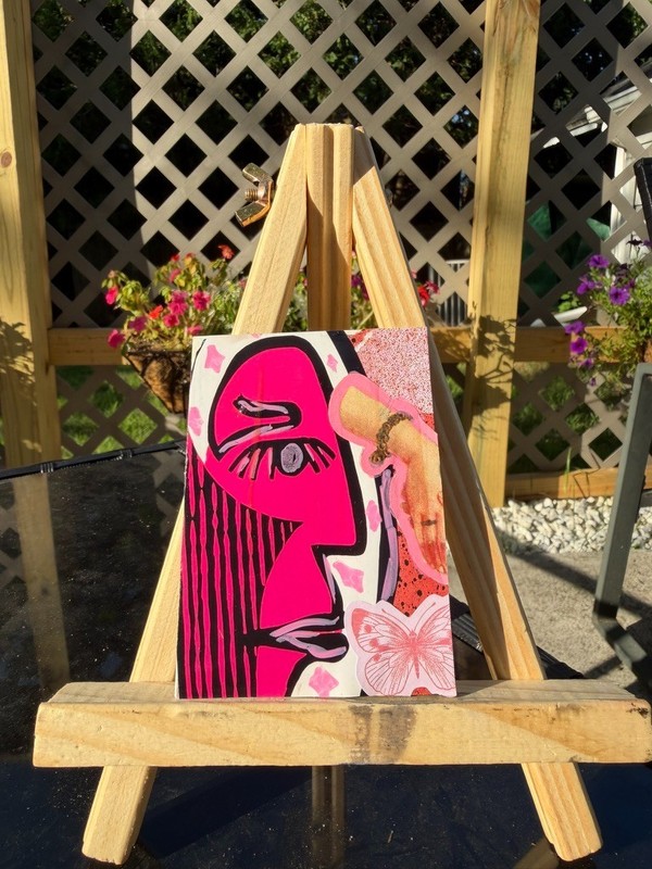 ACEO Original Painting Series Abstract Pink Face Neo Expressionist Pop Art #1
