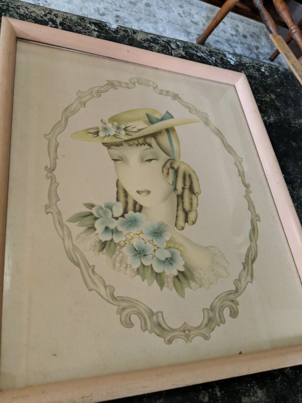 Vintage Framed Victorian Lady , Very Pretty