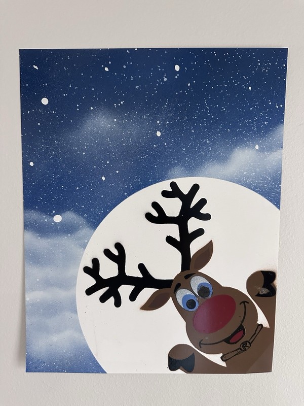 Original Spray Paint Reindeer Art – 11×14 Handmade Wall Decor