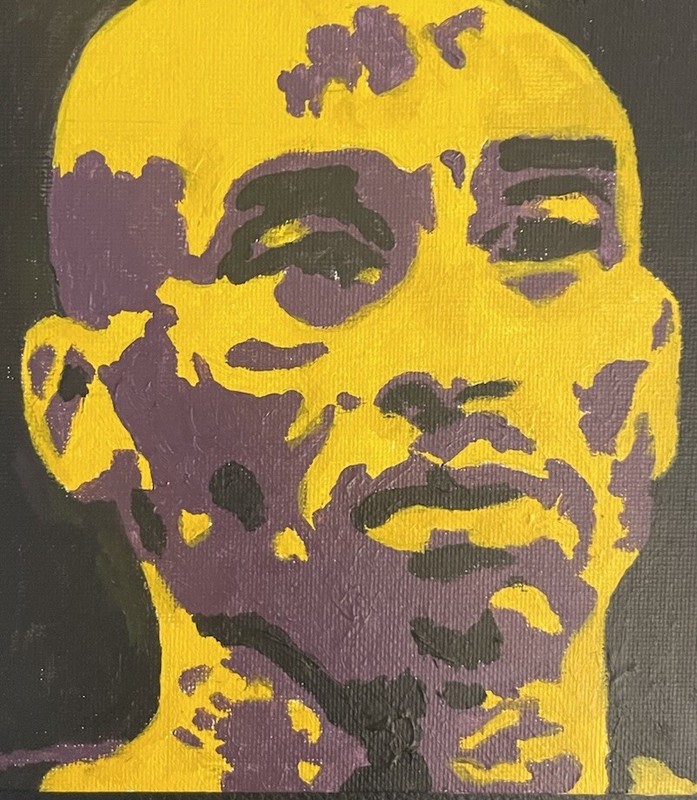 6×6″ Kobe Bryant Lakers Number 8 Tribute Acrylic Pop Art Mini 2 Color Painting 3