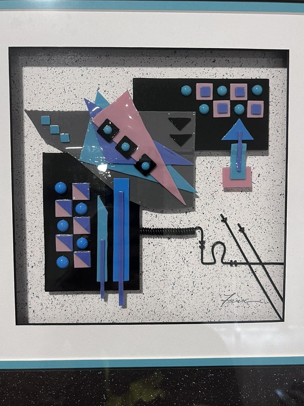 Abstract Geometric Shapes Modern Mixed Media Hanging Art Signed Not A Painting gallery