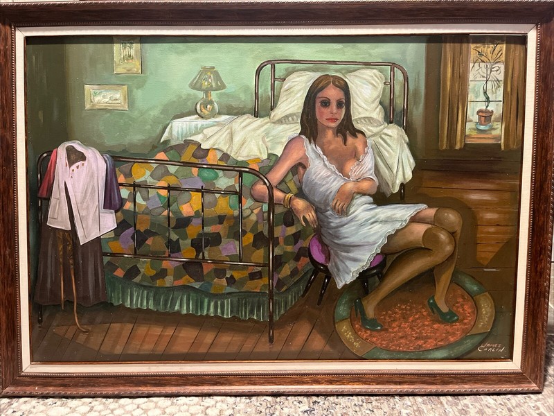 Original Oil Painting; Listed Artist: James Carlin; Framed/ Signed/ Image:24×36