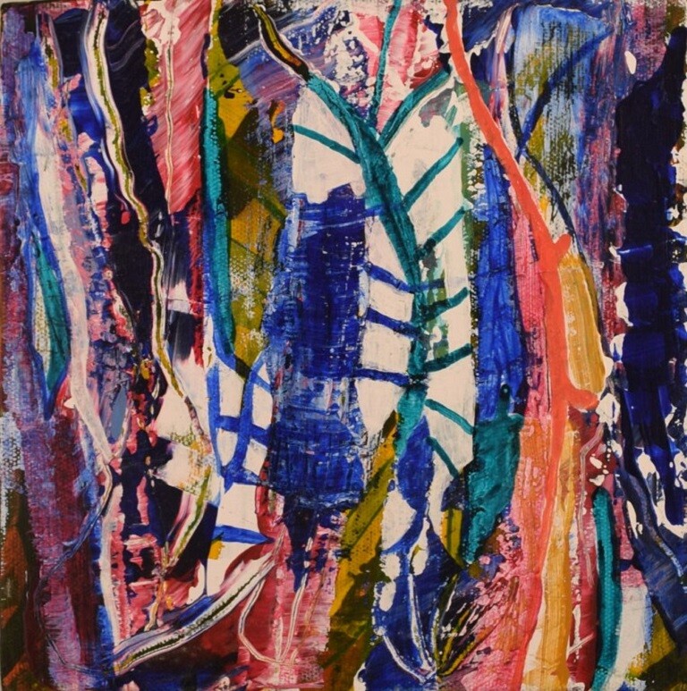 Ivy Lysdal, b 1937. Acrylic on canvas. Abstract modernist painting. Late 20th C