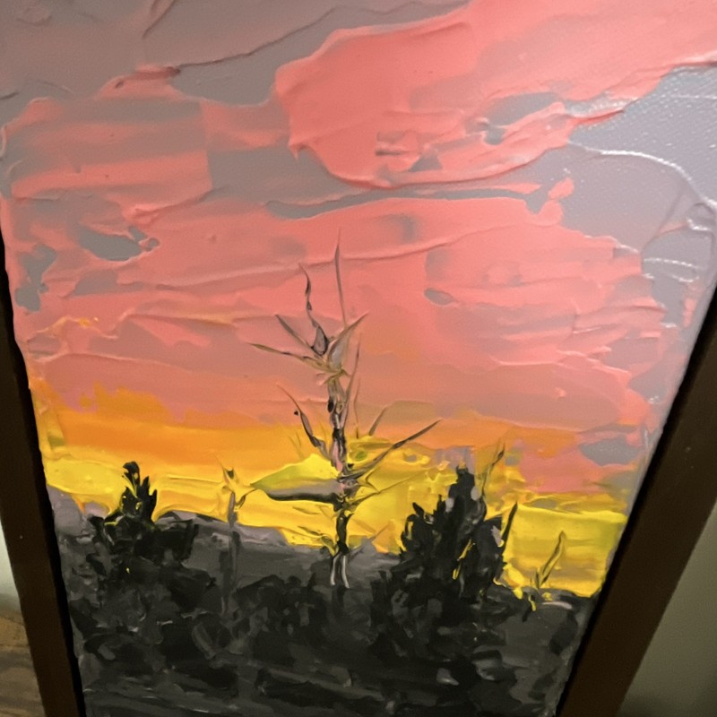 Original Abstract Sunset Landscape Painting Signed Framed 2021 gallery