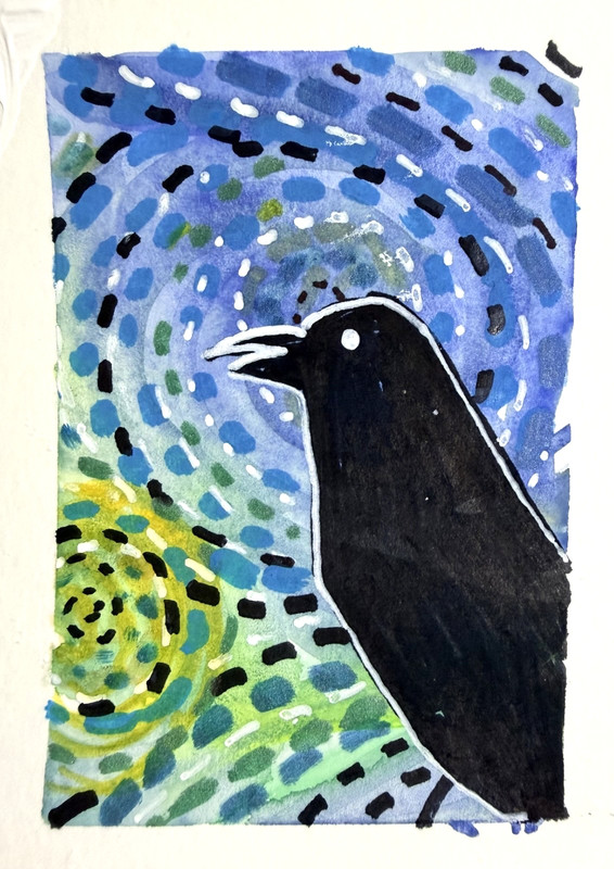 ACEO "Vincent Van CROW" (2) Original watercolor/acrylic pen, signed gallery