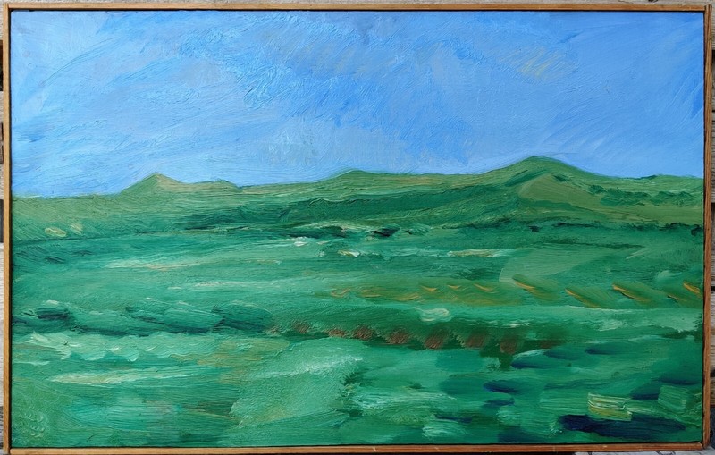 Per Baagoe (1946): GREEN LANDSCAPE, original oil painting.