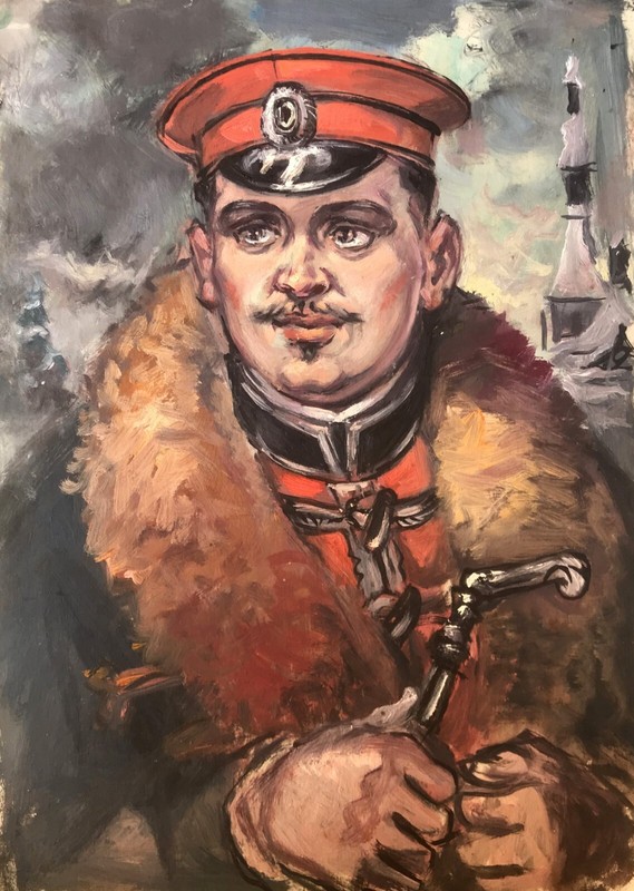 Oil Painting Portrait Of An Officer A. Litvinov Unframed Original Decor nAAA2922