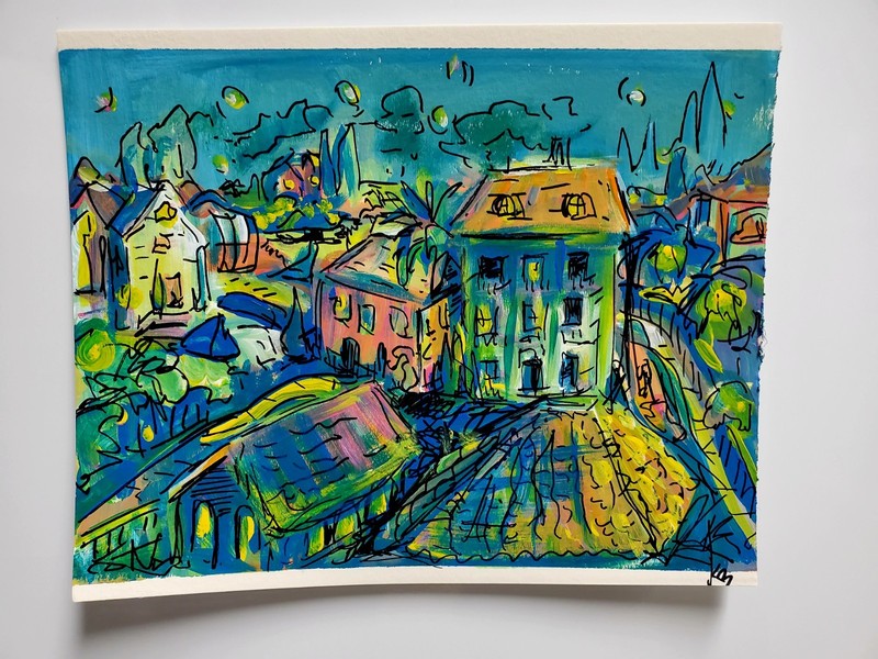 8 x 10 Original Unframed Acrylic Painting signed/sold by Artist Kateri Rose