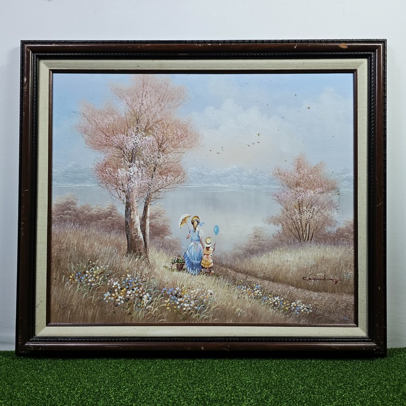 VTG T. Marius Collectors Corner Inc. Landscape 20×24 Oil Painting Framed- Fair