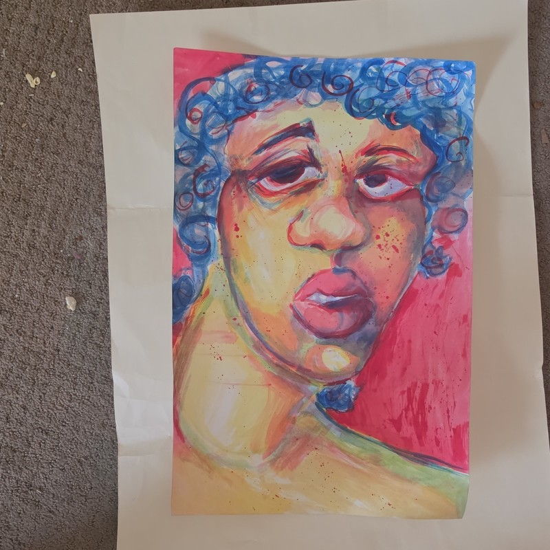 Ares Davis Introspection Original Watercolor Portrait Signed OAK TAG Unframed gallery