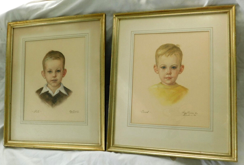LISTED AMERICAN MARGARET PEGGY REASONER LEO PAIR OF FINE ORIGINAL PASTELS