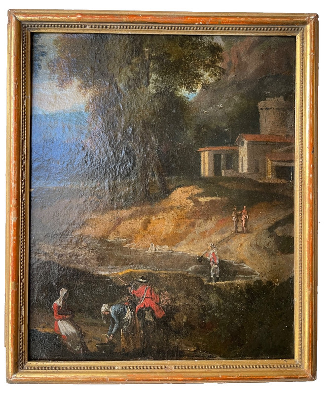 Cornelis HUYSMANS 18th C. Antique Flemish Old Master Oil – Figures Landscape