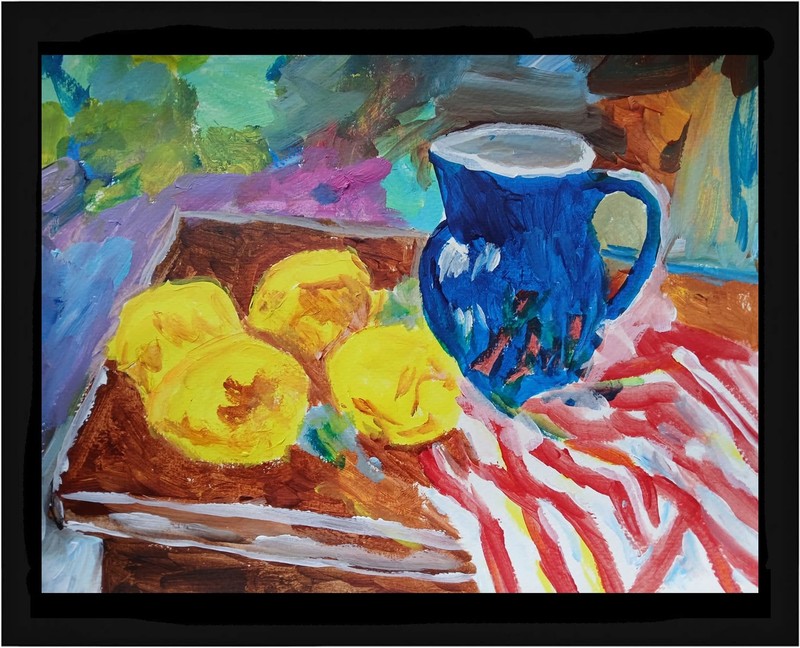 Abstract/Impressionism 11x14 Lemonade Service Handmade Colorful Art Painting