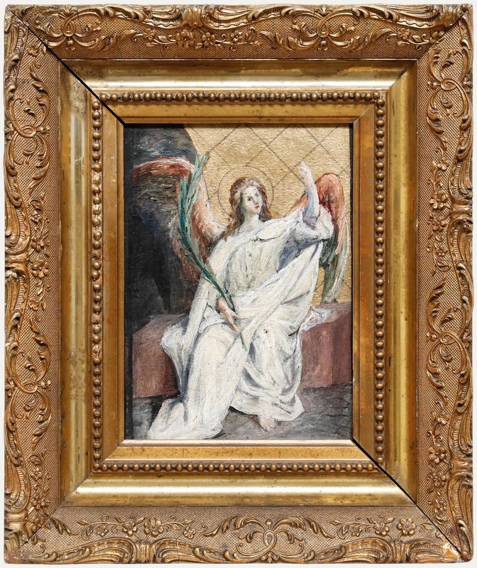 Sebastian Wirsching (b.1846) – Framed Early 20th Century Oil, The Angel