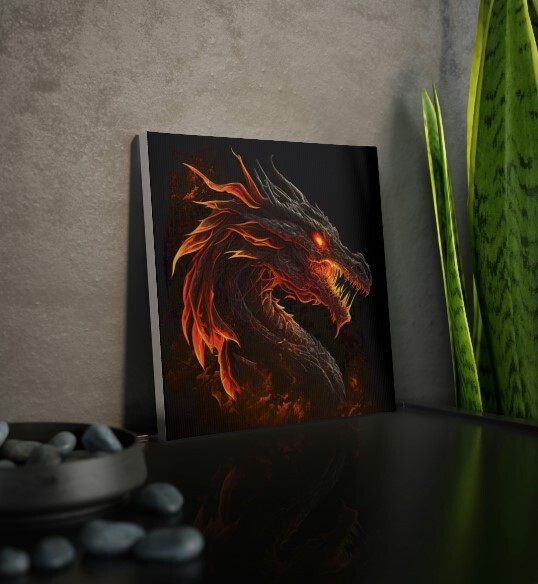 3d fire dragon head 8*8 in size