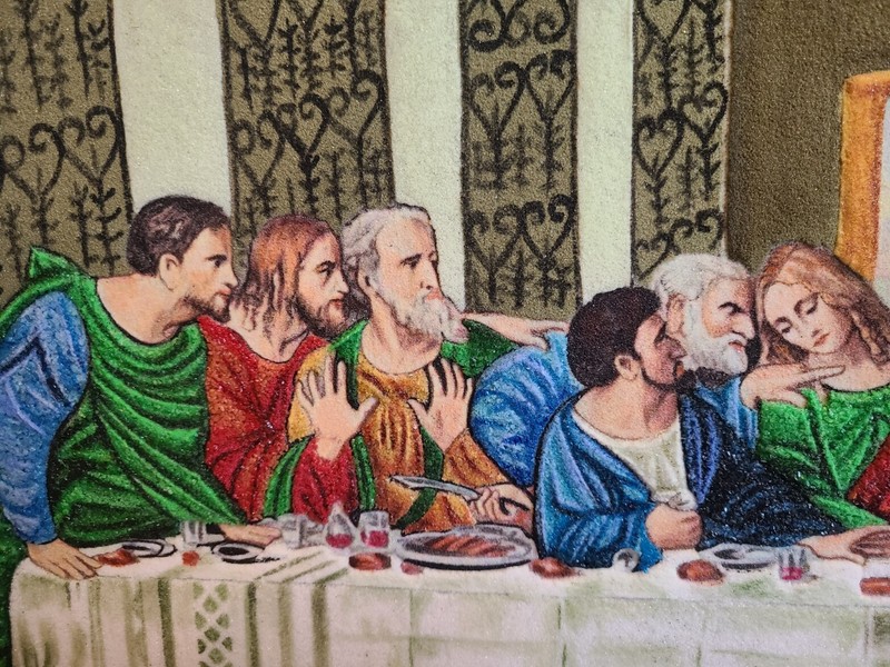 Natural Gemstone Painting Handcrafted The Last Supper 32"x24" gallery