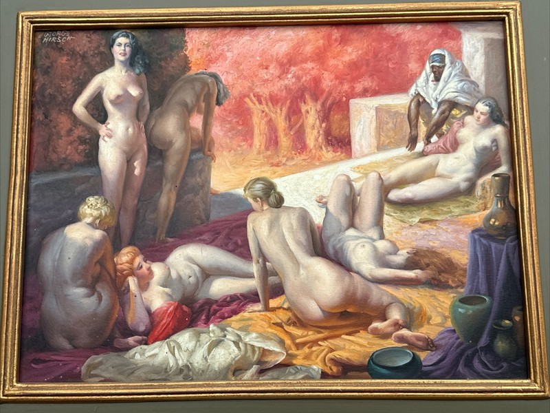 ANTIQUE PAINTING ART DECO MASTERFUL SUN BATHERS FAMOUS GEORGE HIRSCH Listed gallery