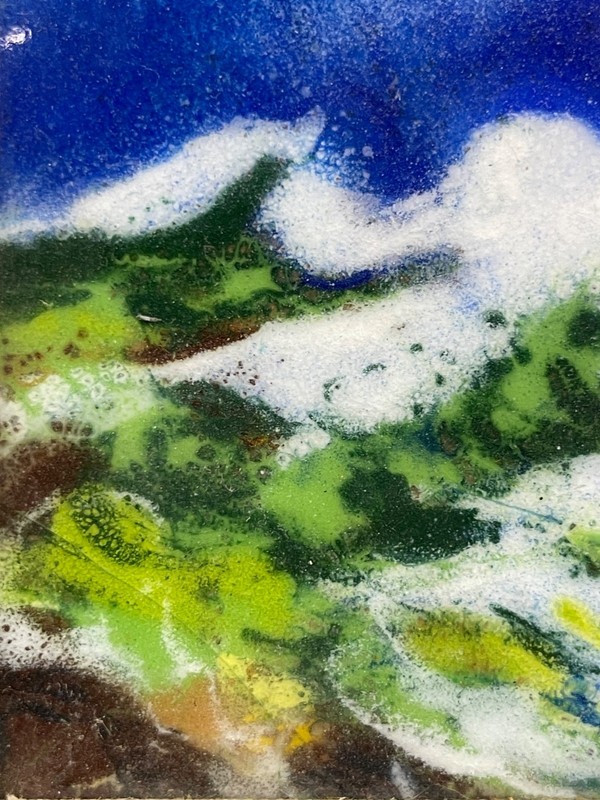 A Contemporary Design Enamel Painting on Copper Set in an Ornate Frame gallery
