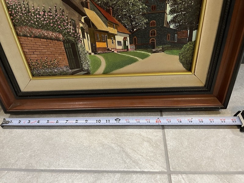 Eugene Schmidt Signed Oil Painting England Church Scene Framed 23”x19.5” gallery