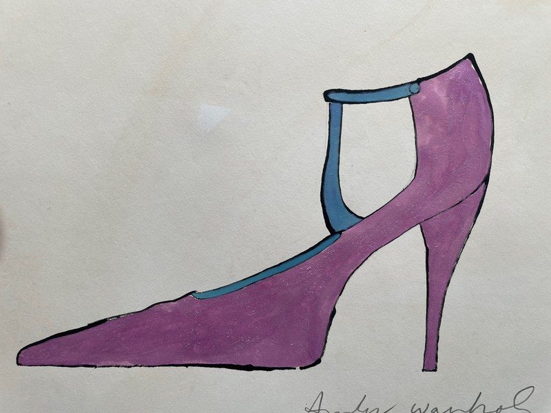 Andy Warhol Pink Shoe Hand Painted Artwork Illustration Original Painting Art
