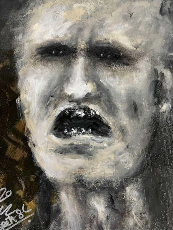 Original Acrylic Painting UGLY MAN 9" x 12" by Elspeth S Lambert #94 gallery