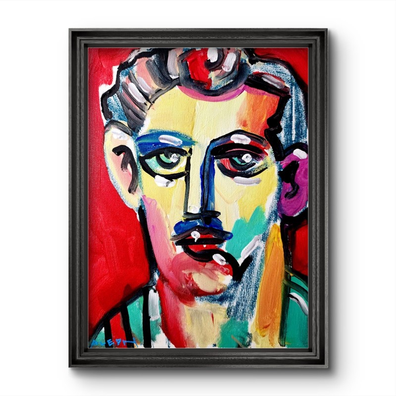 Aleph Original Face 14×11 Acrylic Painting Hand Painted Wall Art Canvas
