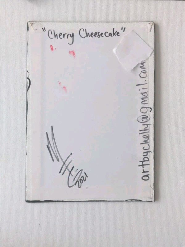 Cherry Cheesecake *OOAK Original Acrylic Painting on Canvas Board By Chelly P gallery