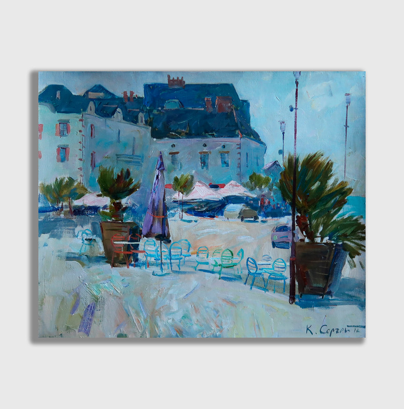 Oil painting Street Ukrainian painter Canvas Decor Unframed original landscape