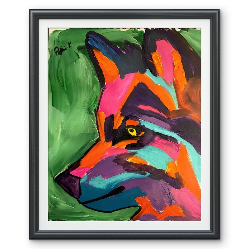 German Shepherd Dog PAINTING 14X11 Contemporary Expressionism Art Gallery Paper
