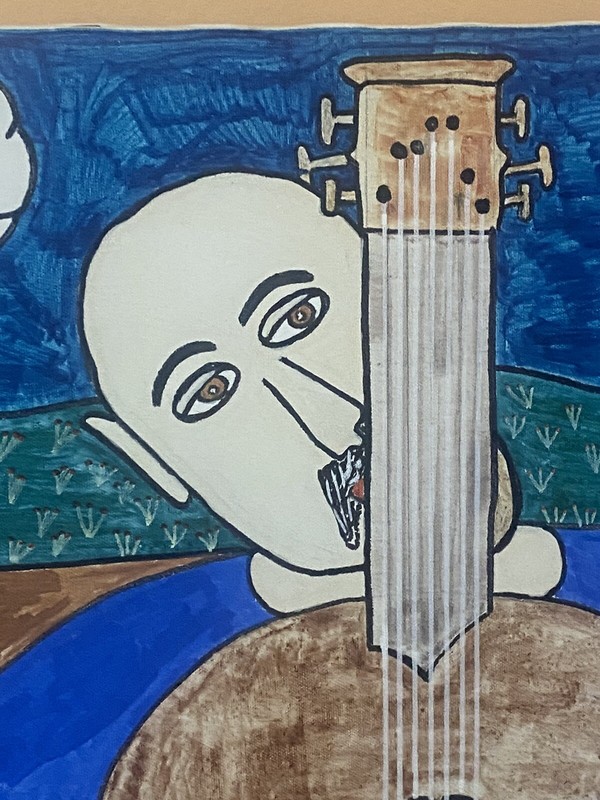 Original Arnie M. Signed Outsider Art “Painting Of The Cello Player” gallery
