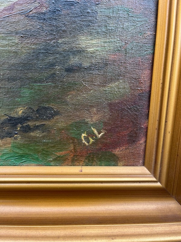 Impressionist Naturalist Forest Landscape With River Oil Painting Antique gallery