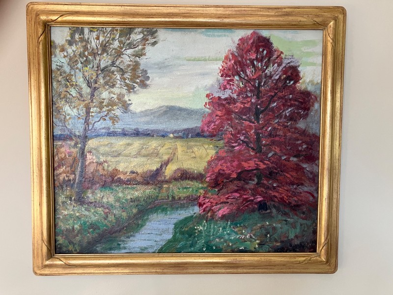 Charles W. Dahlgreen «Springtime» Original Oil Painting, Hand Carved Husar frame