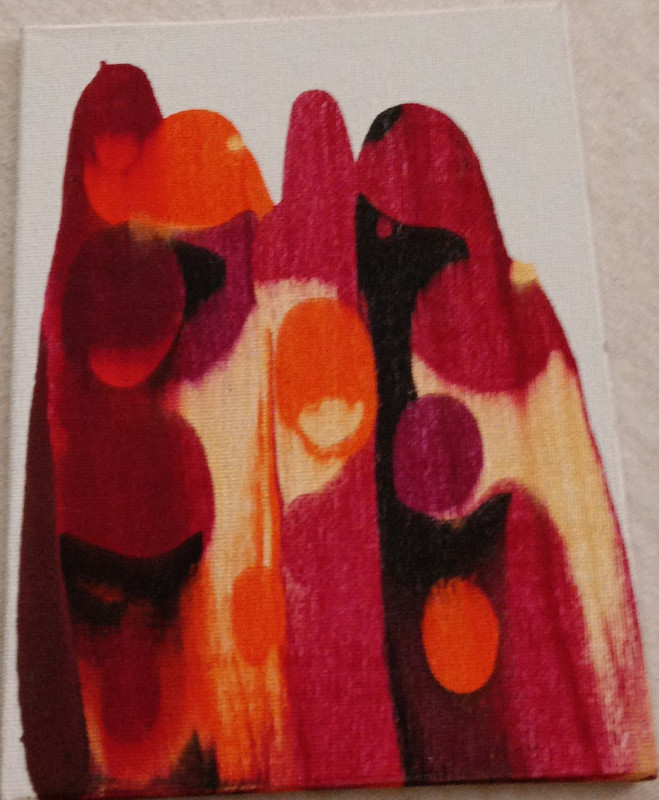 Small Abstract Canvas Painting Unframed Single Piece – Red Orange Purple Black