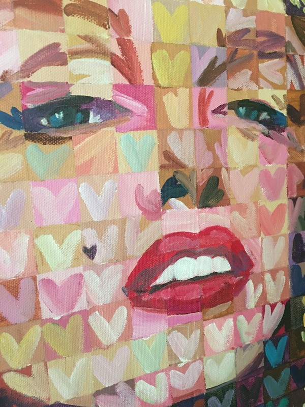 RANDAL HUISKENS,MARILYN MONROE,ORIGINAL,HOMAGE TO ANDY WARHOL & CHUCK CLOSE,WOW! gallery