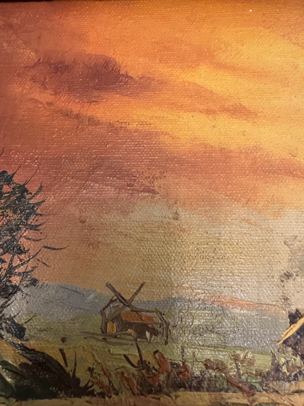9x 8 Oil Painting of Windmill In 12.5x10.5 Frame signed By D. Haist. gallery