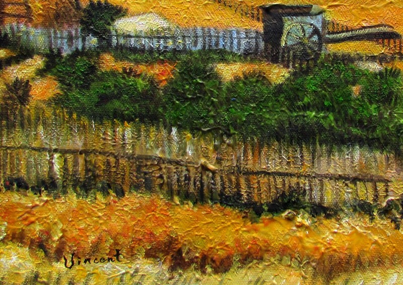 Framed Van Gogh the Harvest Repro, Quality Hand Painted Oil Painting 12x16in gallery