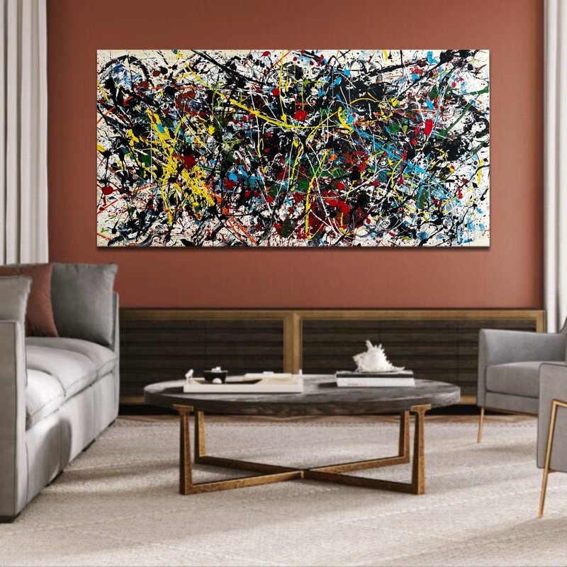 Jackson Pollock Inspired Art | Huge Vibrant Abstract Splatter Canvas Wall Decor gallery