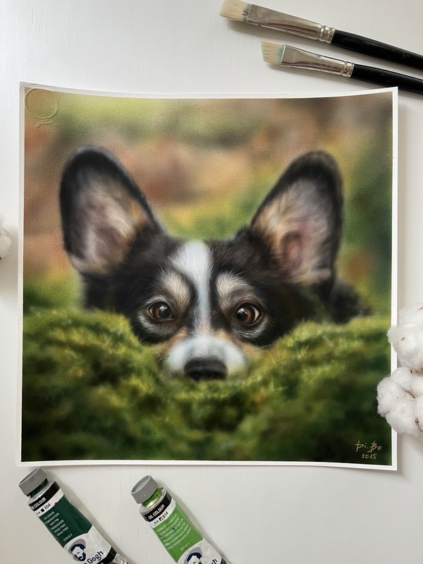 Custom Pet Portrait from Photo – Original Hand-Painted Painting of Your Pet (A3)