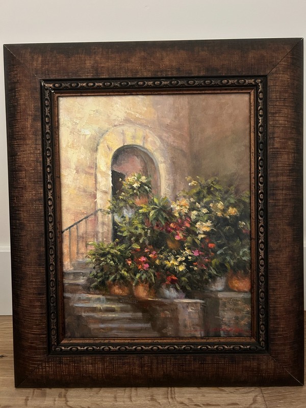 Mediterranean Courtyard Original Oil Painting by Janet Loveless – DS15